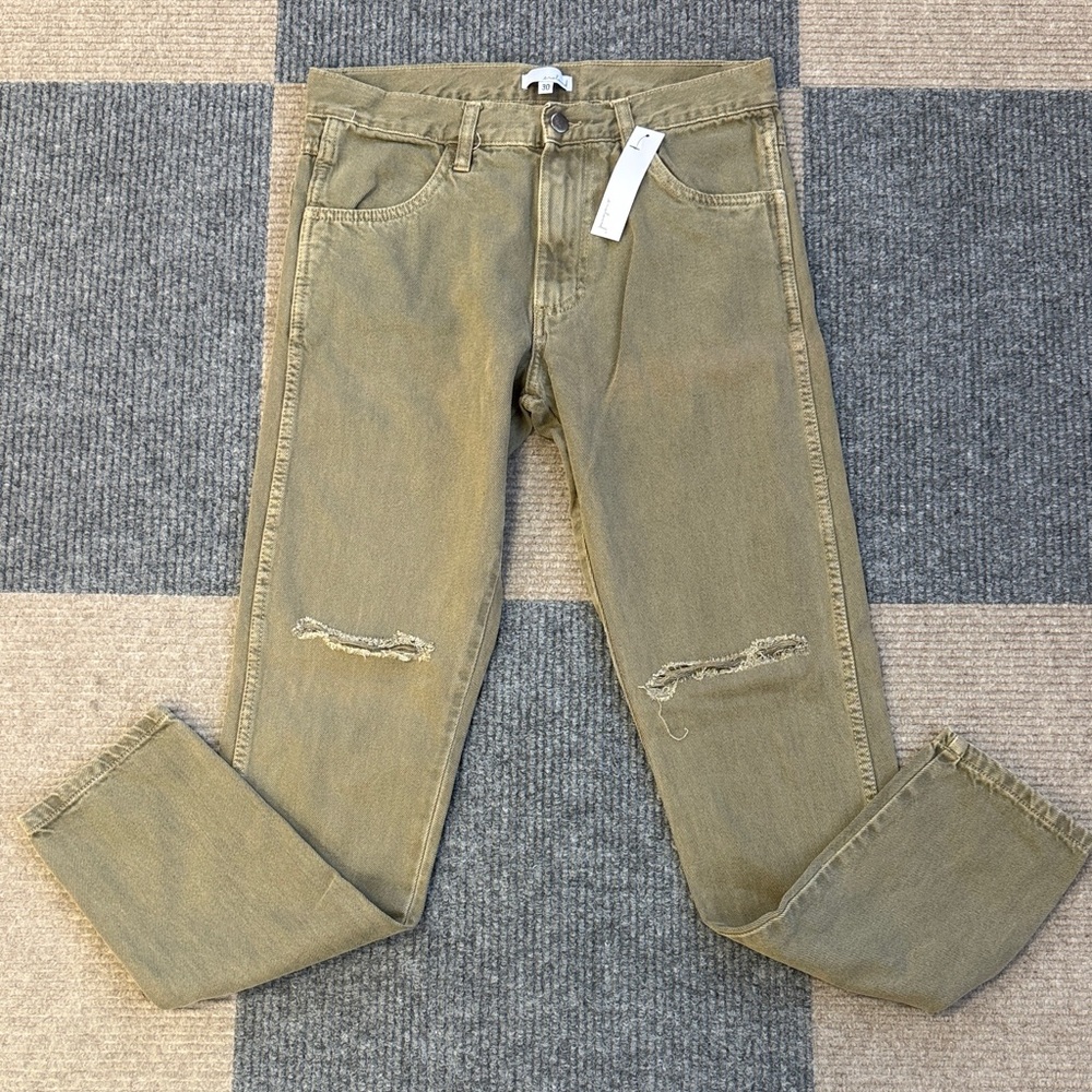 Men's Distressed Olive Jeans